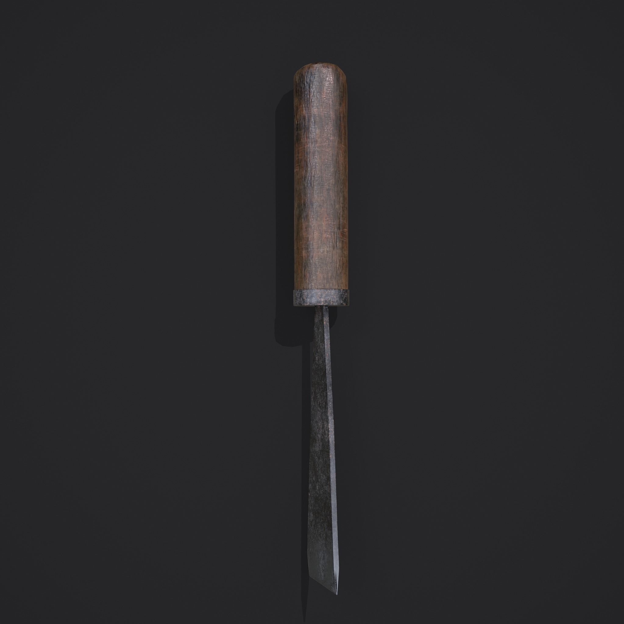 Chisel wooden tool Low-poly 3D model_9