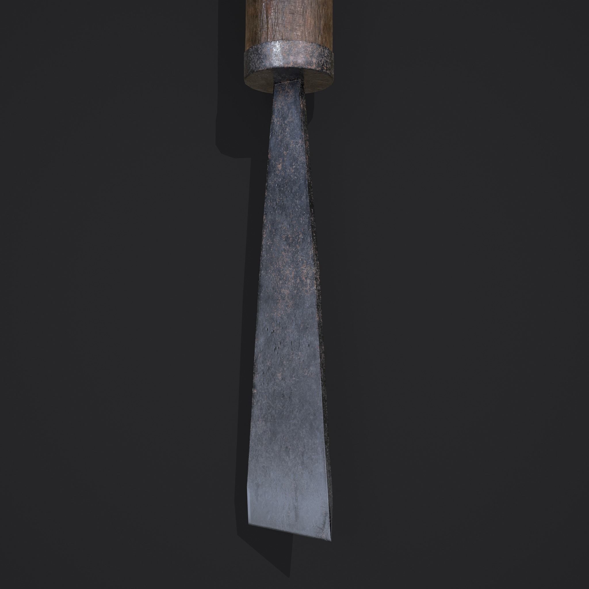 Chisel wooden tool Low-poly 3D model_15
