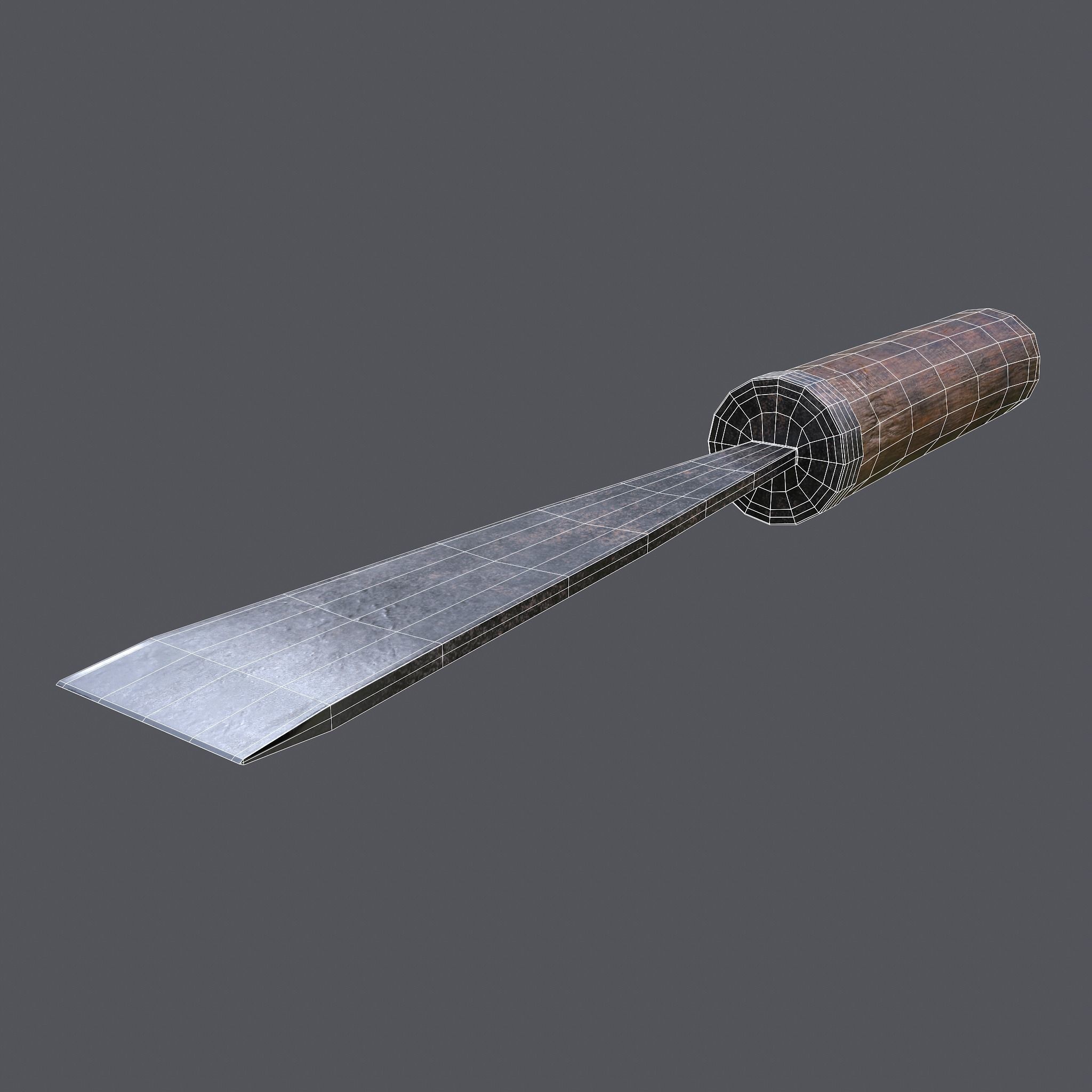 Chisel wooden tool Low-poly 3D model_21
