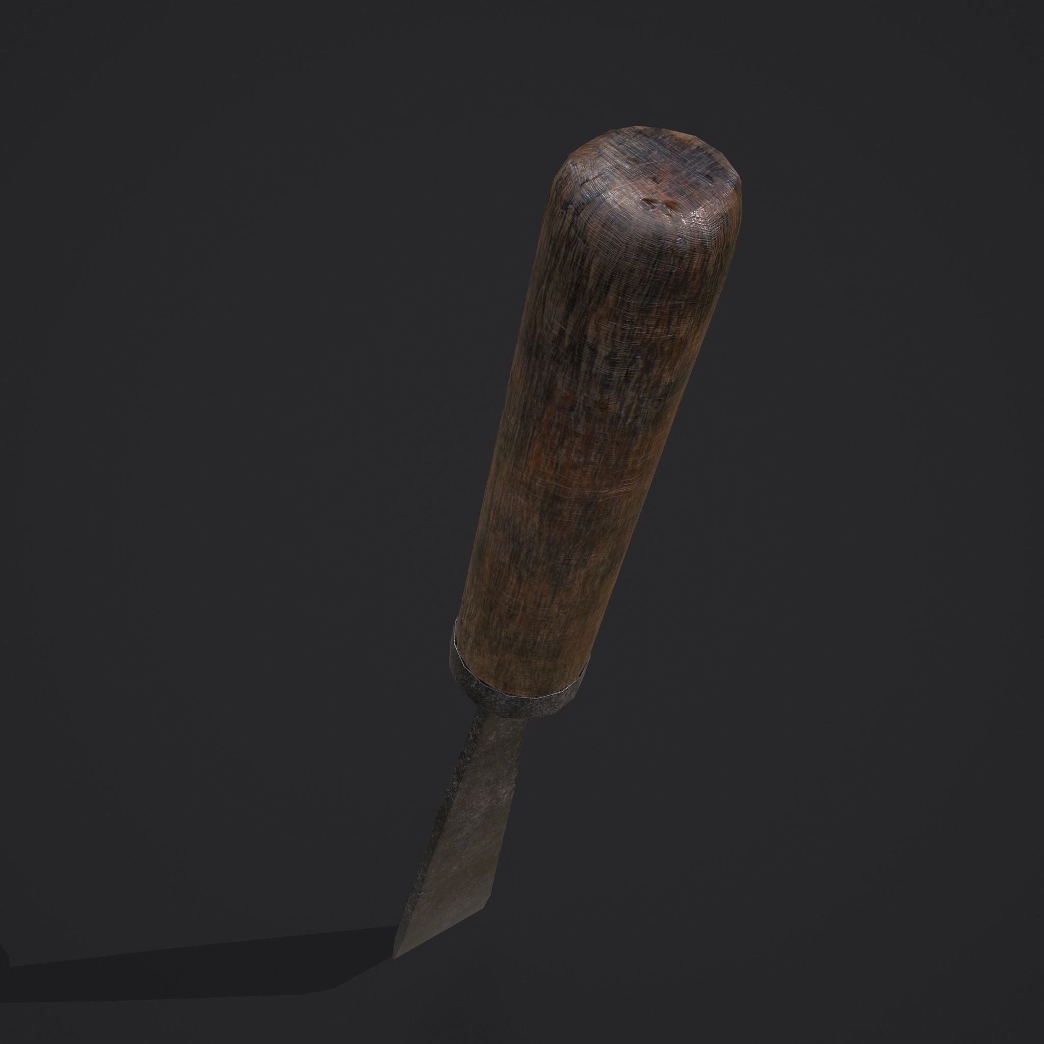 Chisel wooden tool Low-poly 3D model_19