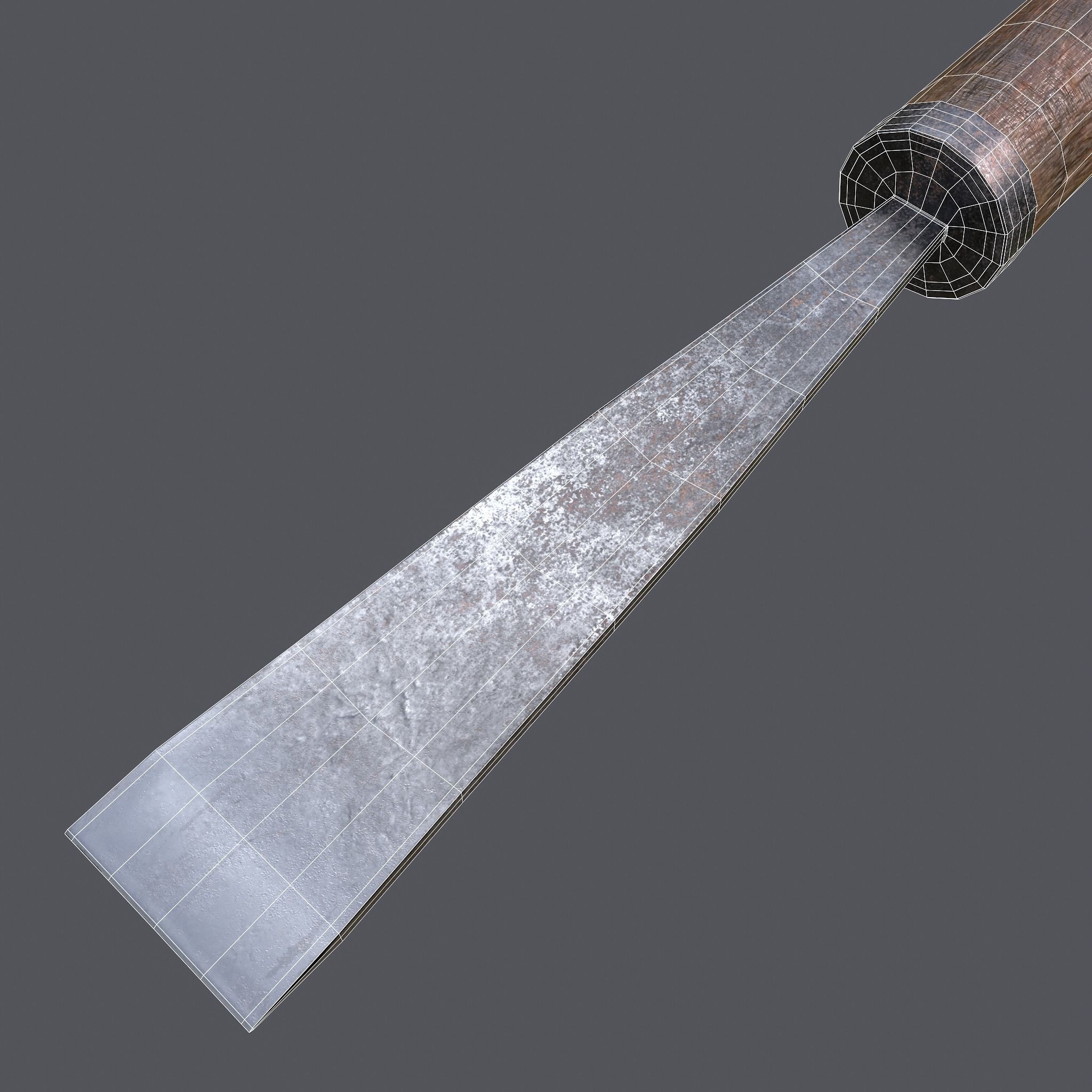 Chisel wooden tool Low-poly 3D model_23