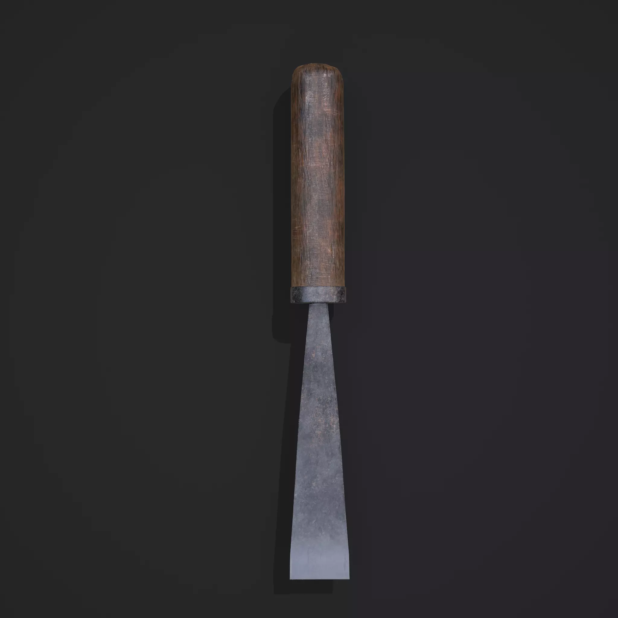 Chisel wooden tool Low-poly 3D model_0
