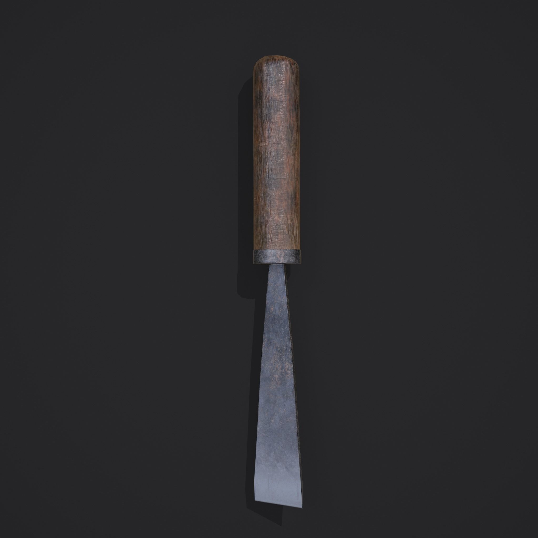Chisel wooden tool Low-poly 3D model_2