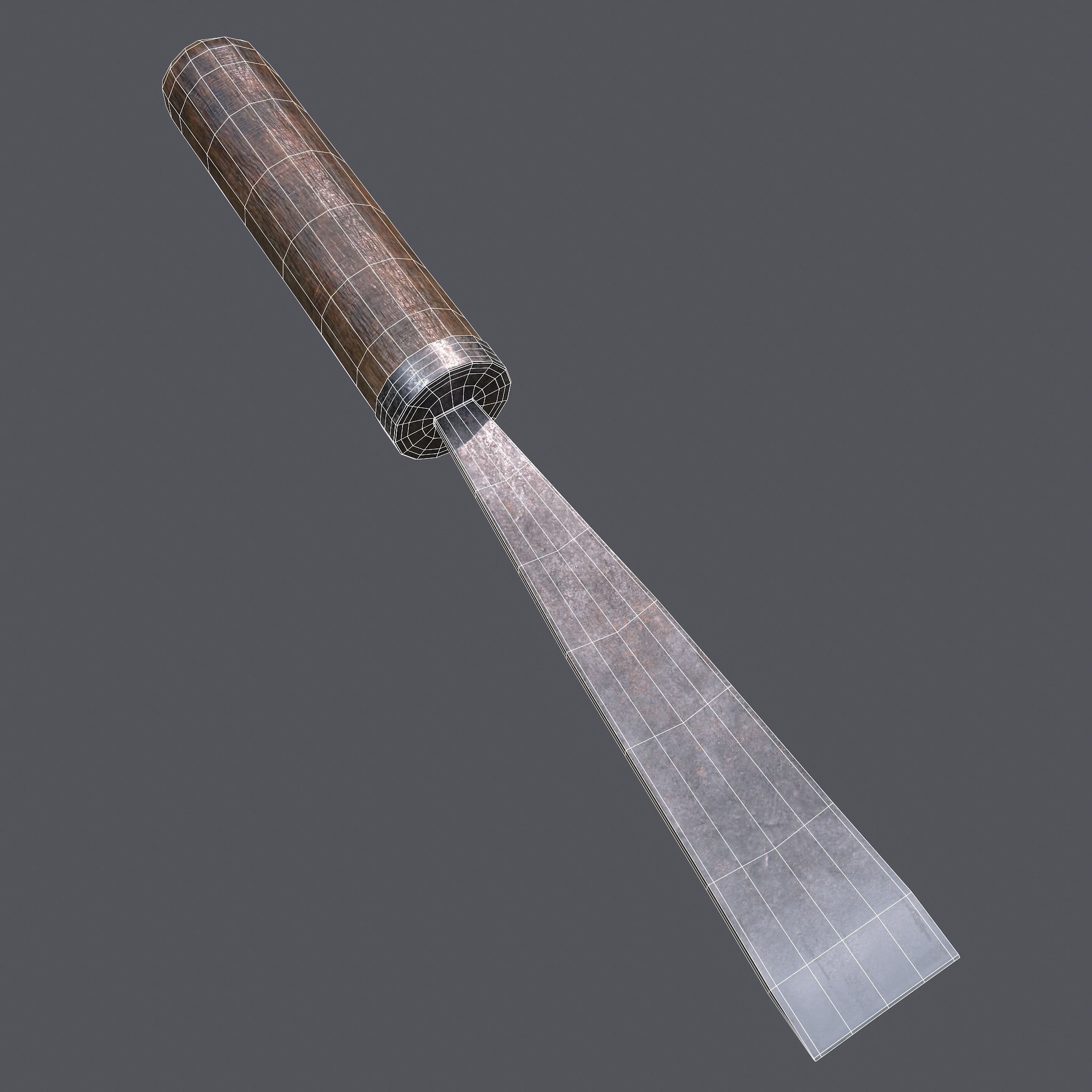 Chisel wooden tool Low-poly 3D model_20