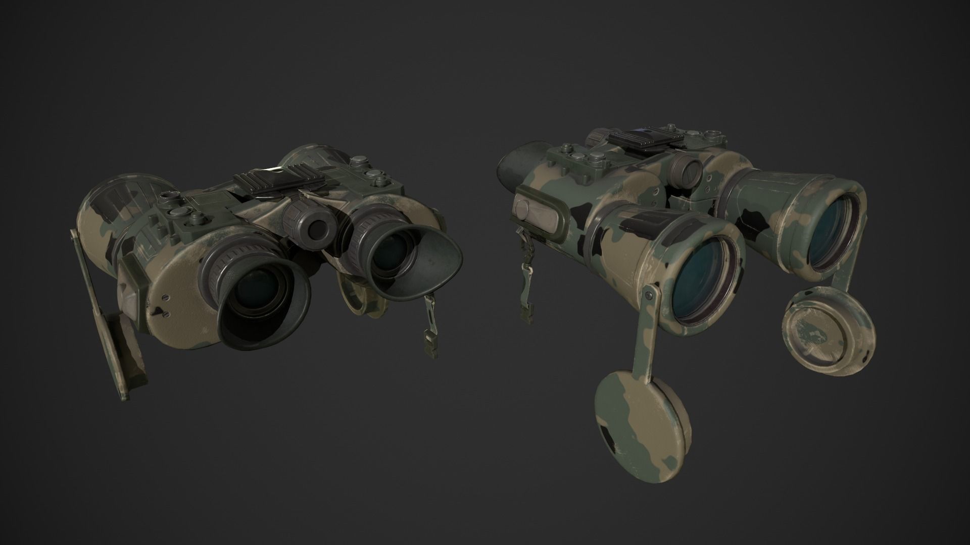 Military Binoculars Low-poly 3D model_2