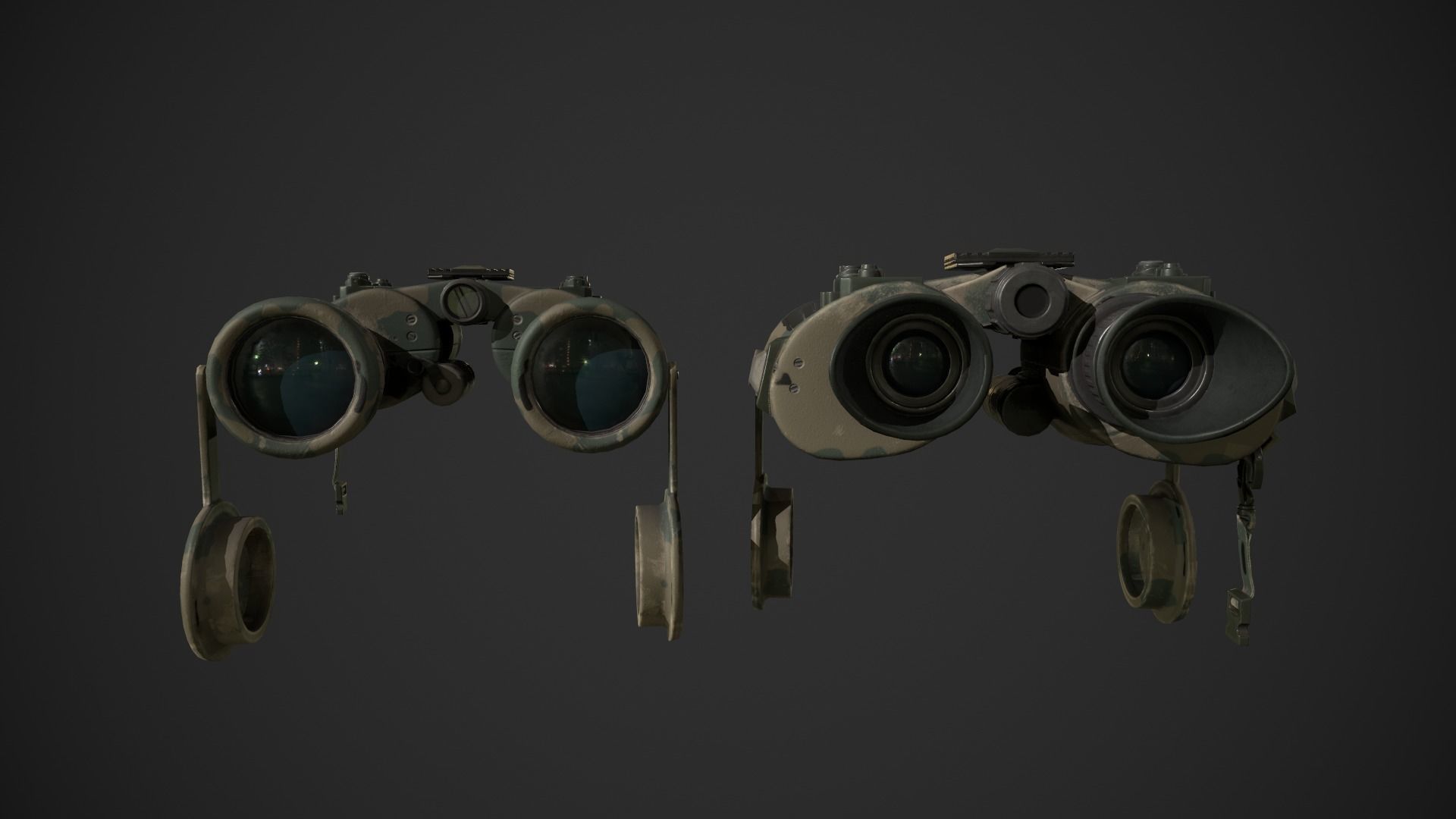 Military Binoculars Low-poly 3D model_3