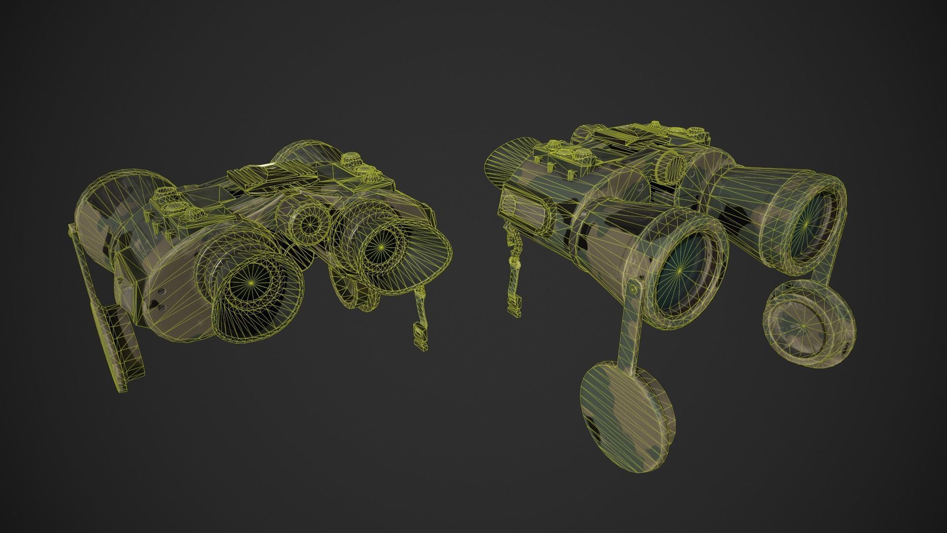 Military Binoculars Low-poly 3D model_6