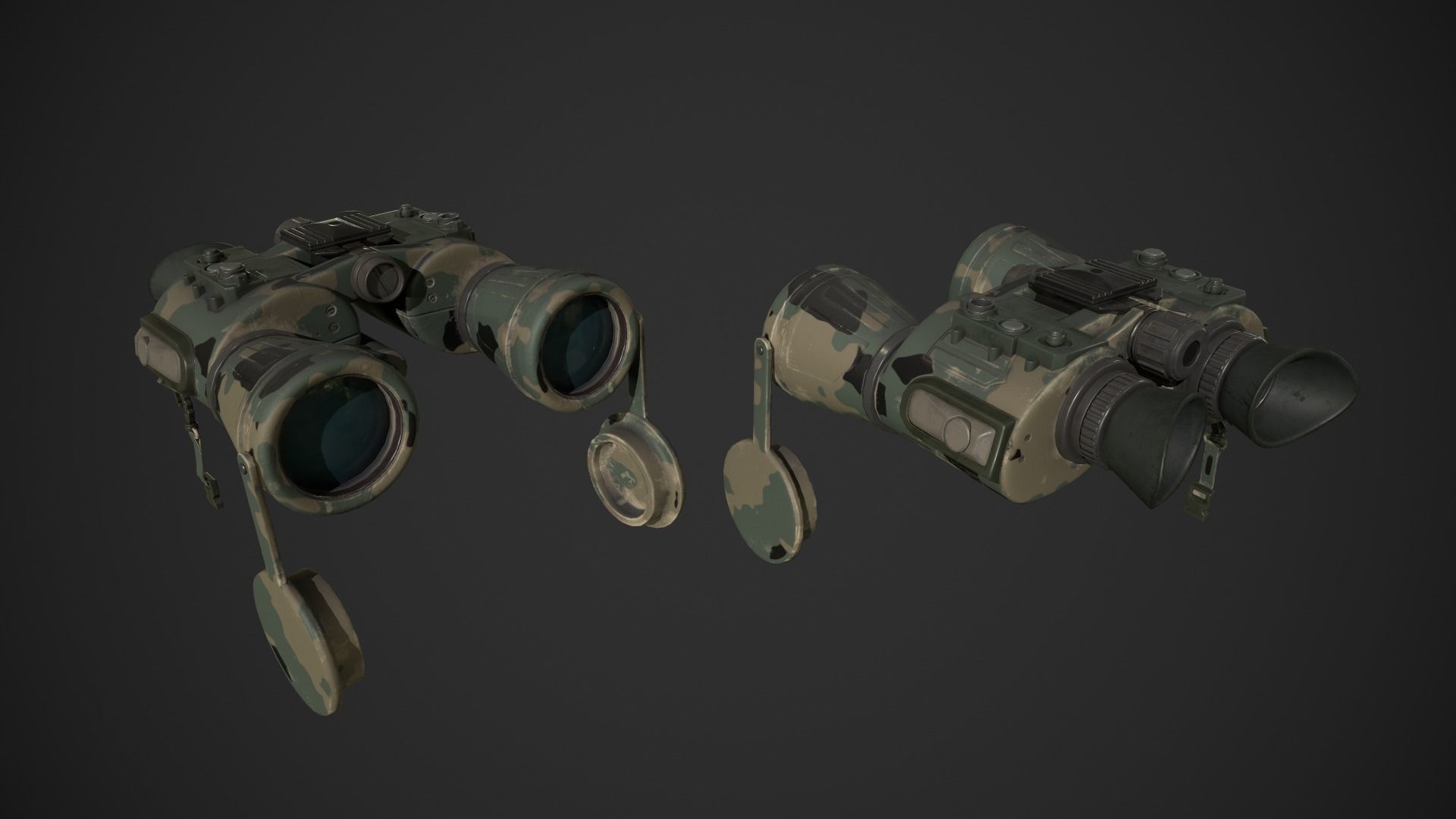 Military Binoculars Low-poly 3D model_1