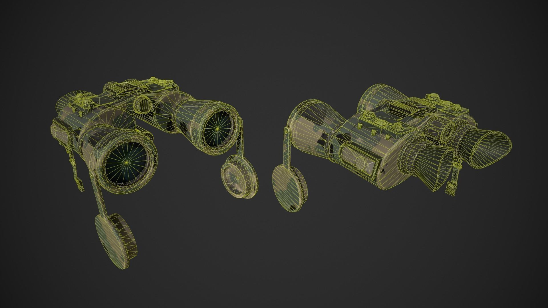 Military Binoculars Low-poly 3D model_5