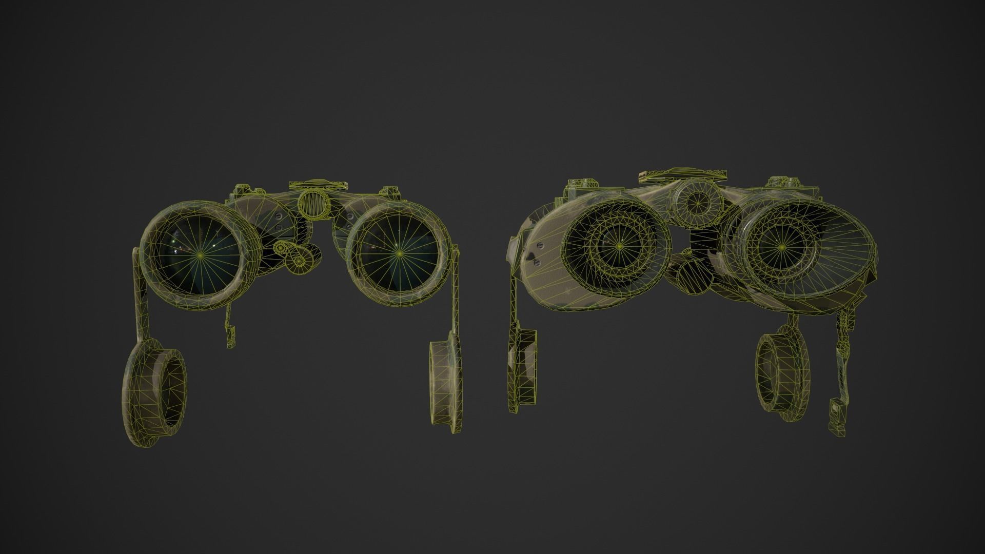 Military Binoculars Low-poly 3D model_7