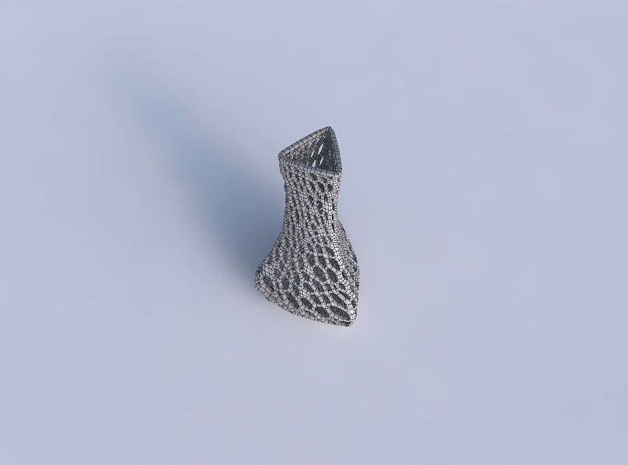 Vase puffy triangle with dense organic lattice 3D print model_6