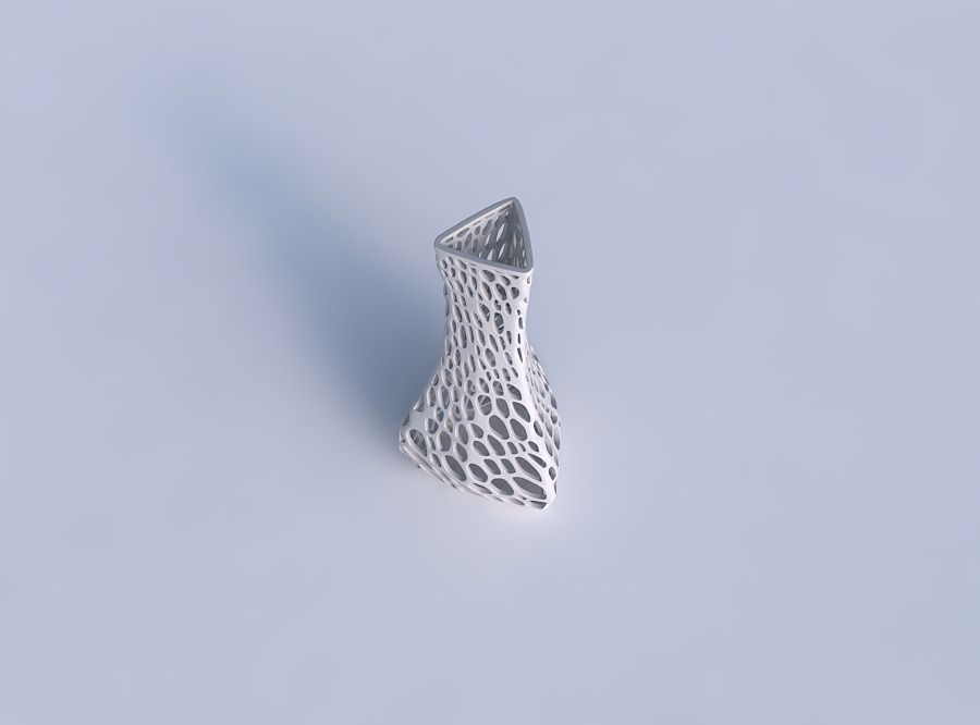 Vase puffy triangle with dense organic lattice 3D print model_1