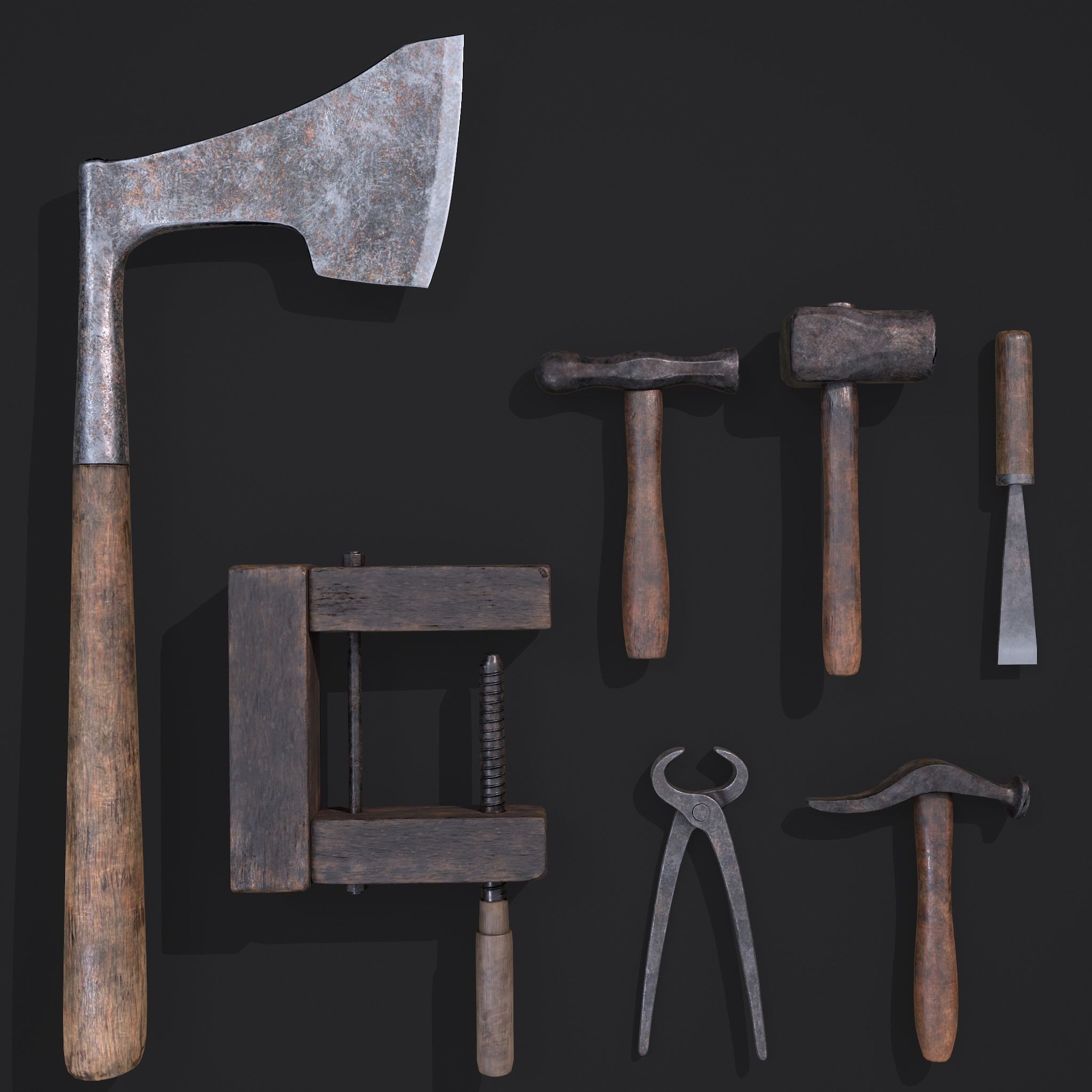 Medieval Carpentry Tools 3D Model Collection_22