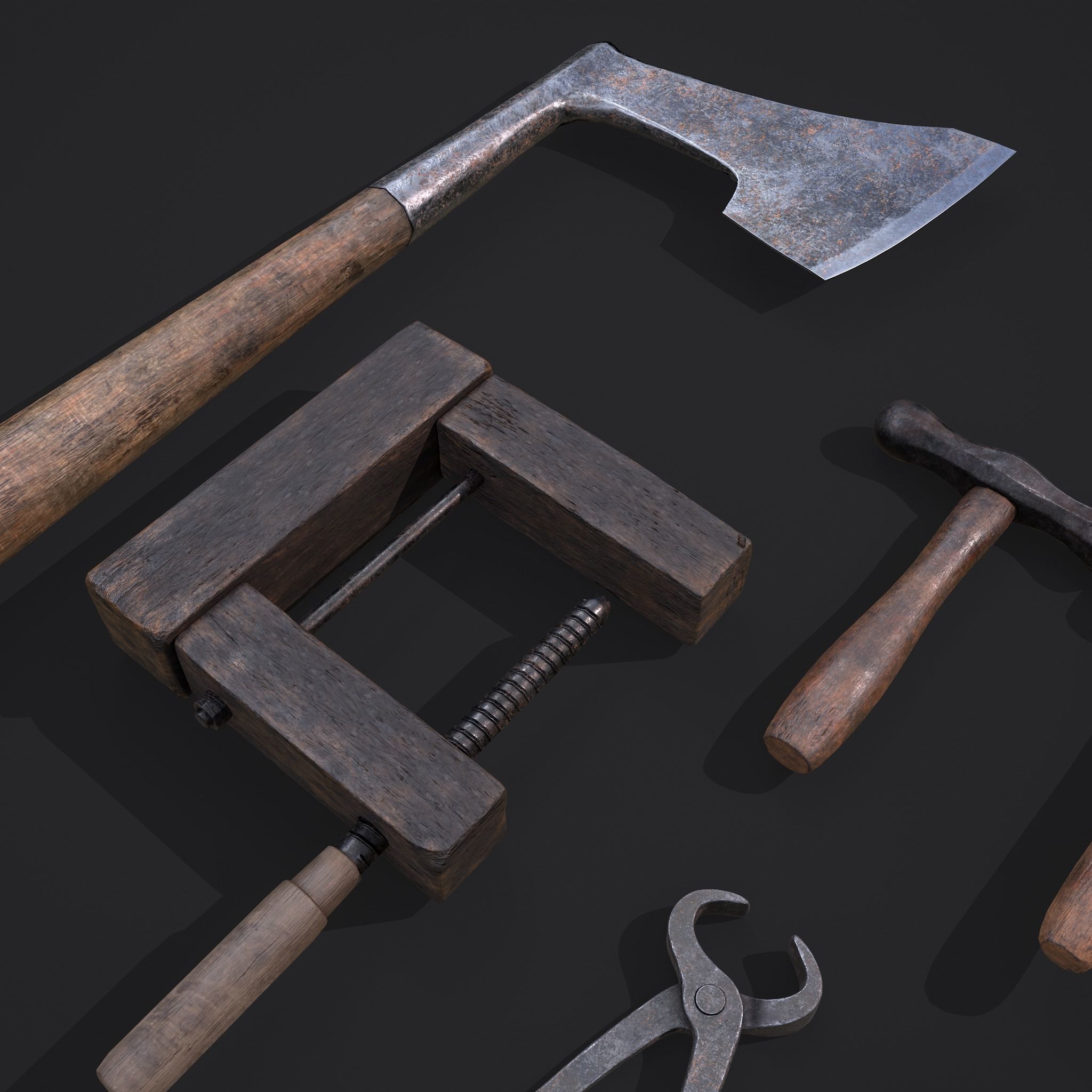 Medieval Carpentry Tools 3D Model Collection_24