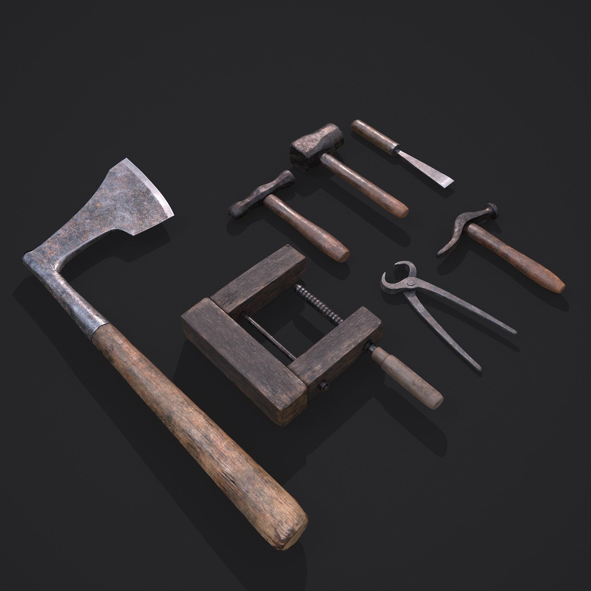 Medieval Carpentry Tools 3D Model Collection_21