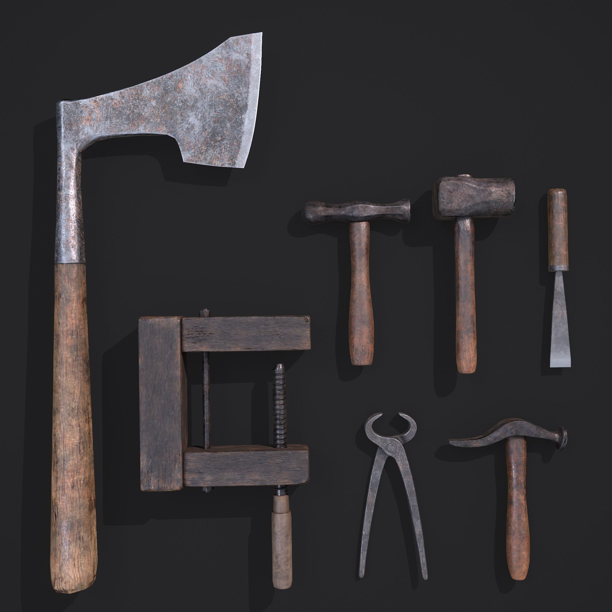 Medieval Carpentry Tools 3D Model Collection_16