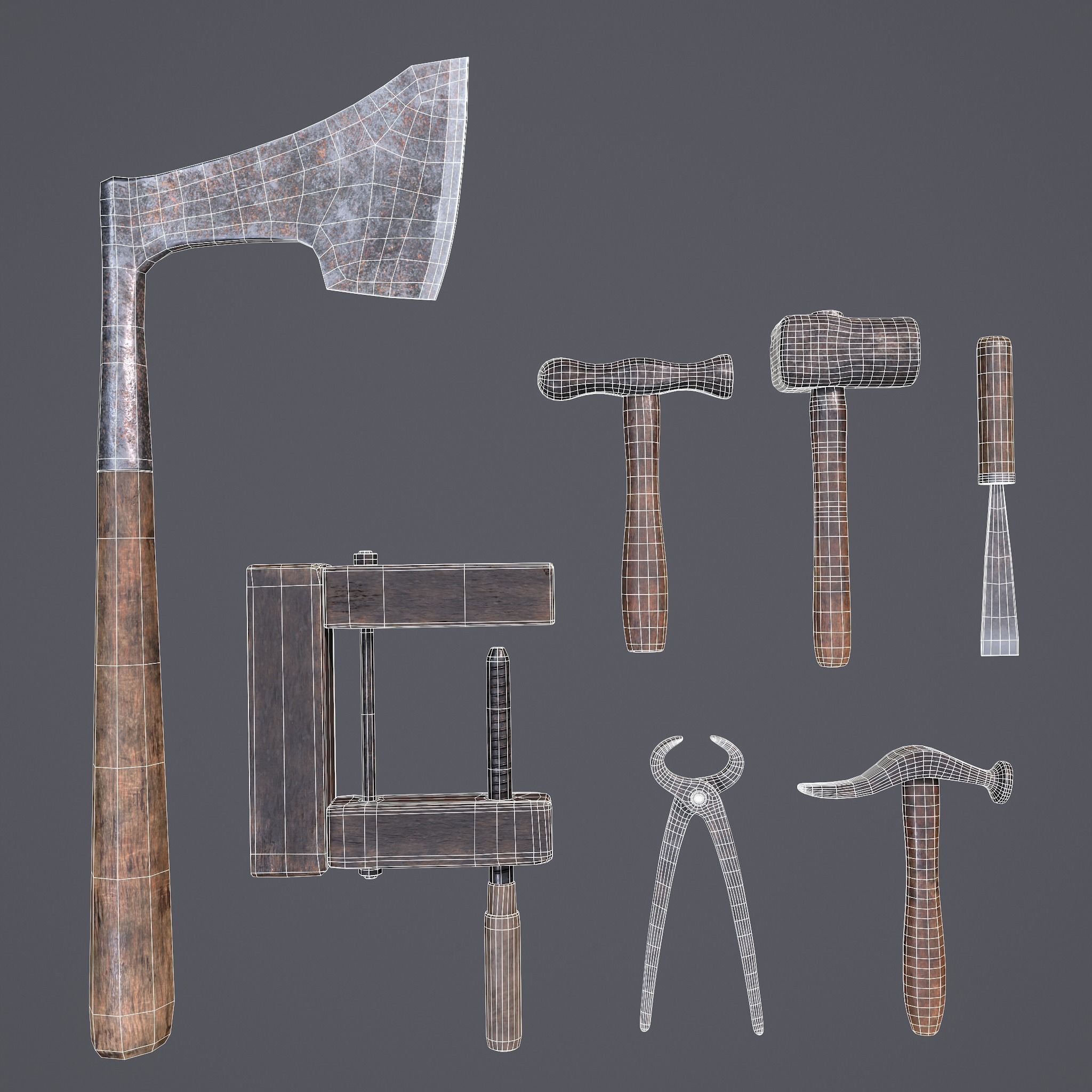 Medieval Carpentry Tools 3D Model Collection_17