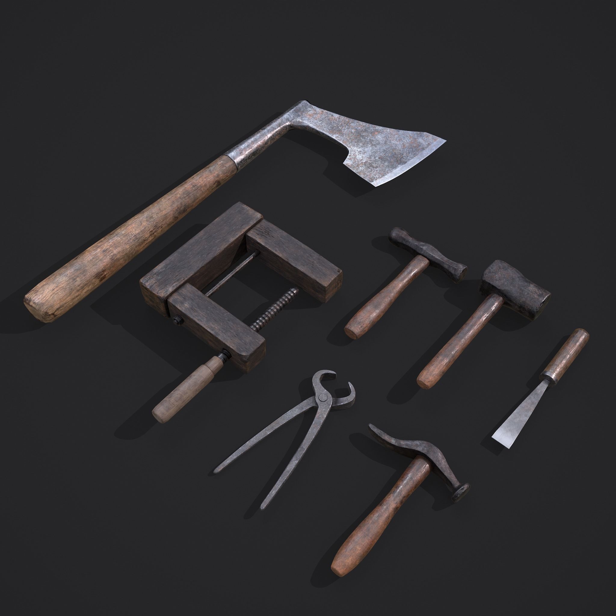 Medieval Carpentry Tools 3D Model Collection_20