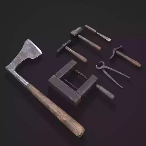 Medieval Carpentry Tools 3D Model Collection