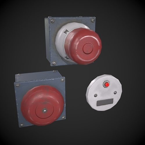 Fire Alarm Set Low-poly 3D model