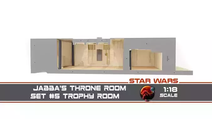 Jabbas Throne Room - Set 5 - Trophy Room 1-18 scale Kenner 3D print model