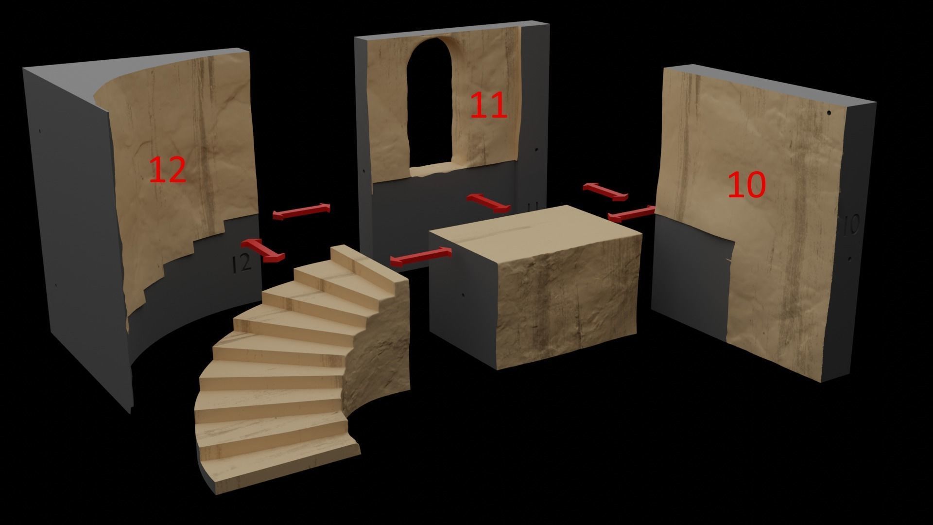 Jabbas Throne Room - Set 5 - Trophy Room 1-18 scale Kenner 3D print model_50