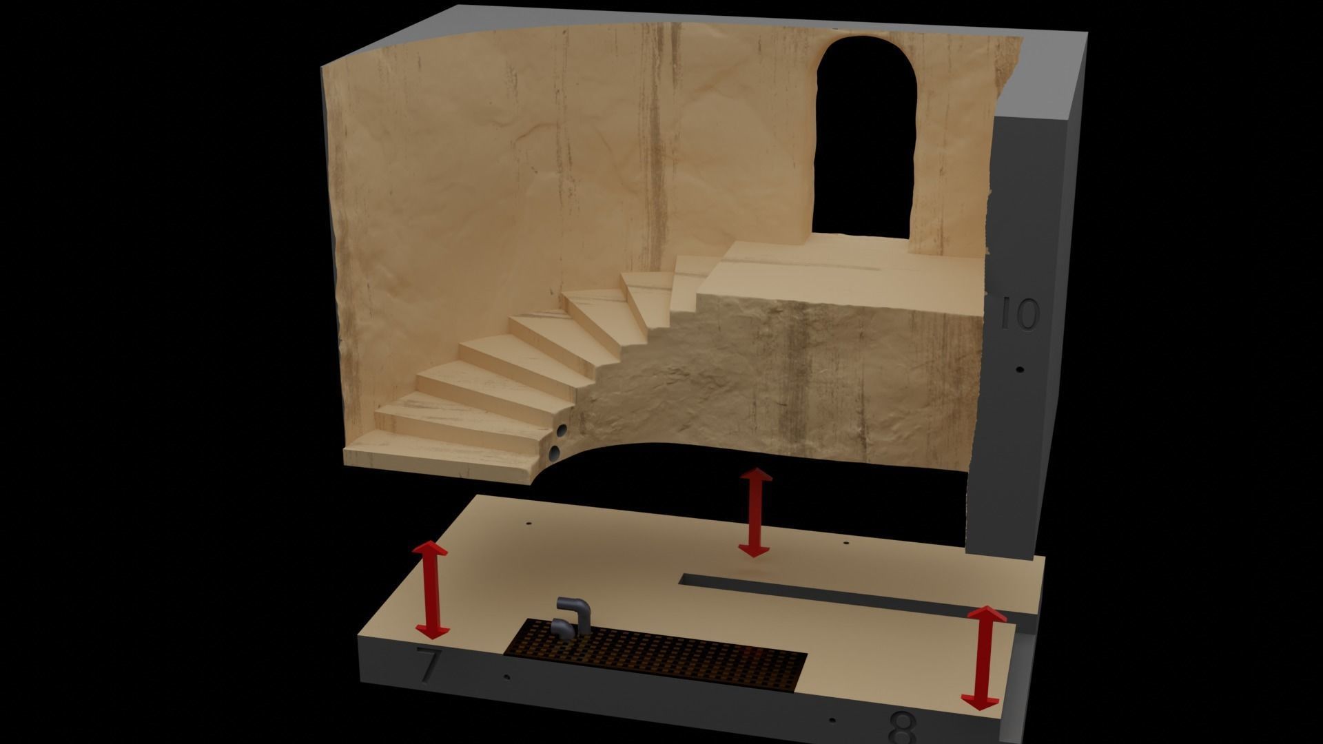 Jabbas Throne Room - Set 5 - Trophy Room 1-18 scale Kenner 3D print model_51