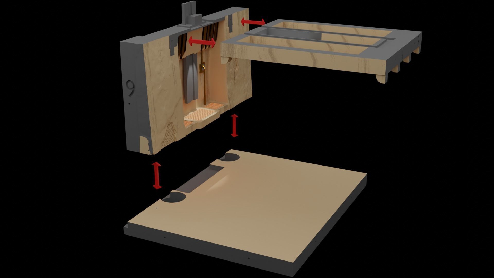Jabbas Throne Room - Set 5 - Trophy Room 1-18 scale Kenner 3D print model_44