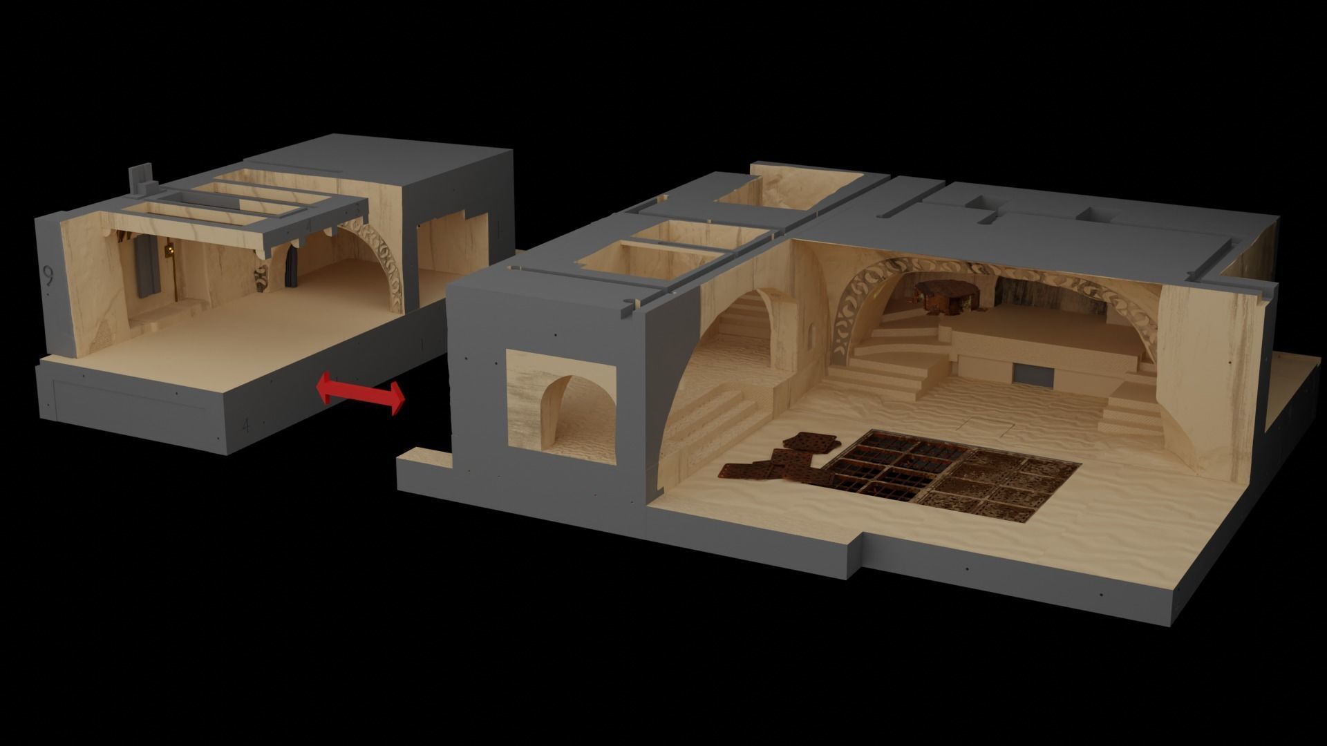 Jabbas Throne Room - Set 5 - Trophy Room 1-18 scale Kenner 3D print model_64