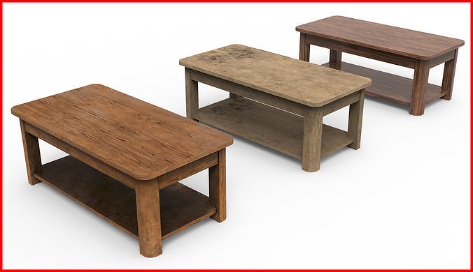 Table end with shelf Low-poly 3D model