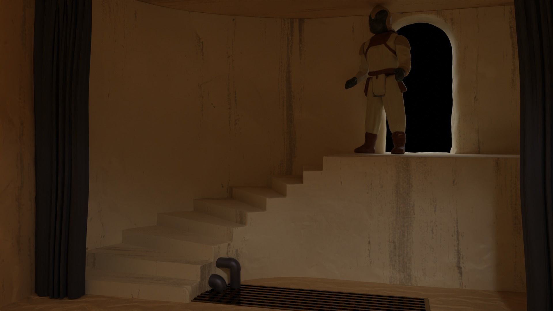 Jabbas Throne Room - Set 5 - Trophy Room 1-6 scale Hottoys 3D print model_12