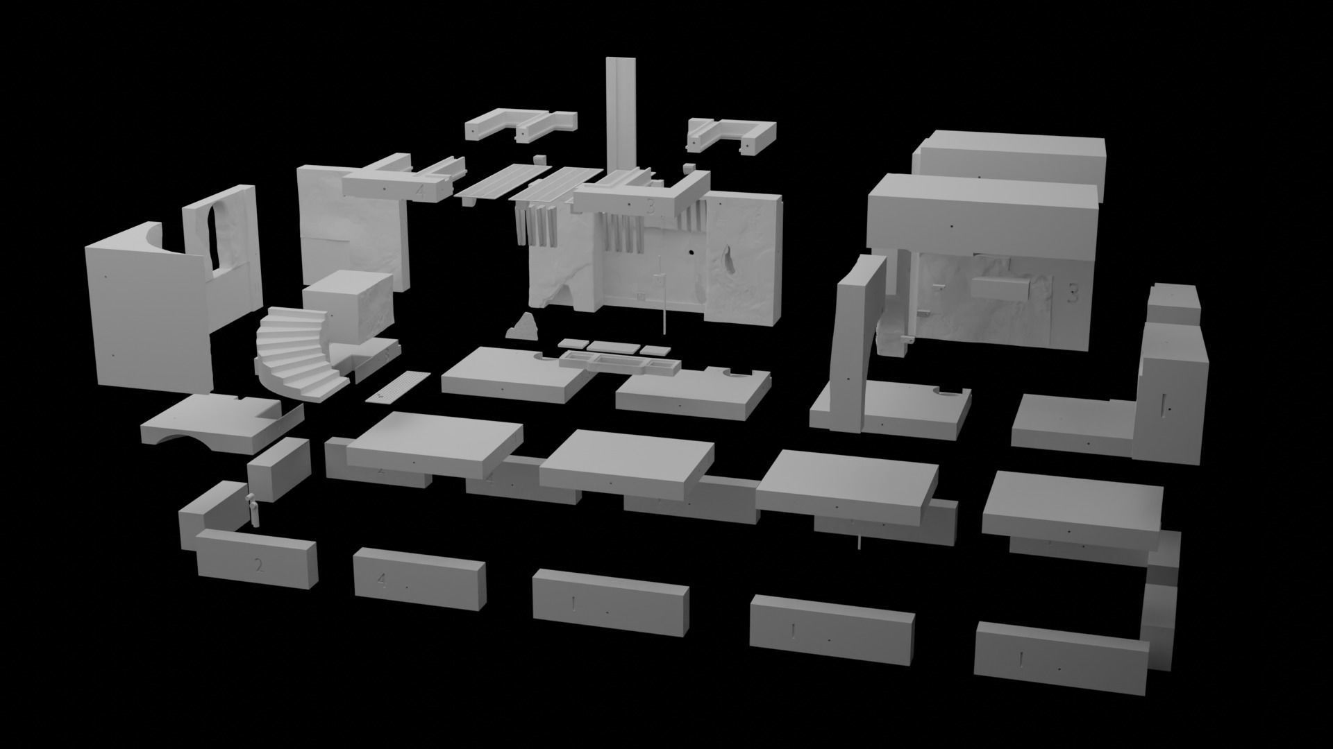 Jabbas Throne Room - Set 5 - Trophy Room 1-6 scale Hottoys 3D print model_21