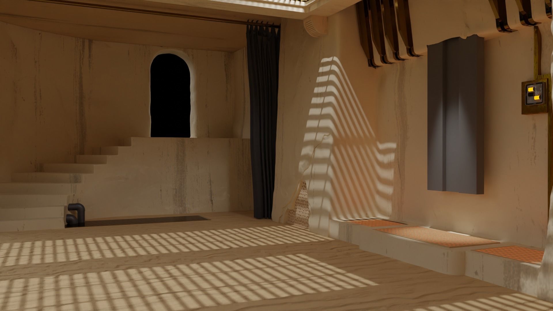 Jabbas Throne Room - Set 5 - Trophy Room 1-6 scale Hottoys 3D print model_13