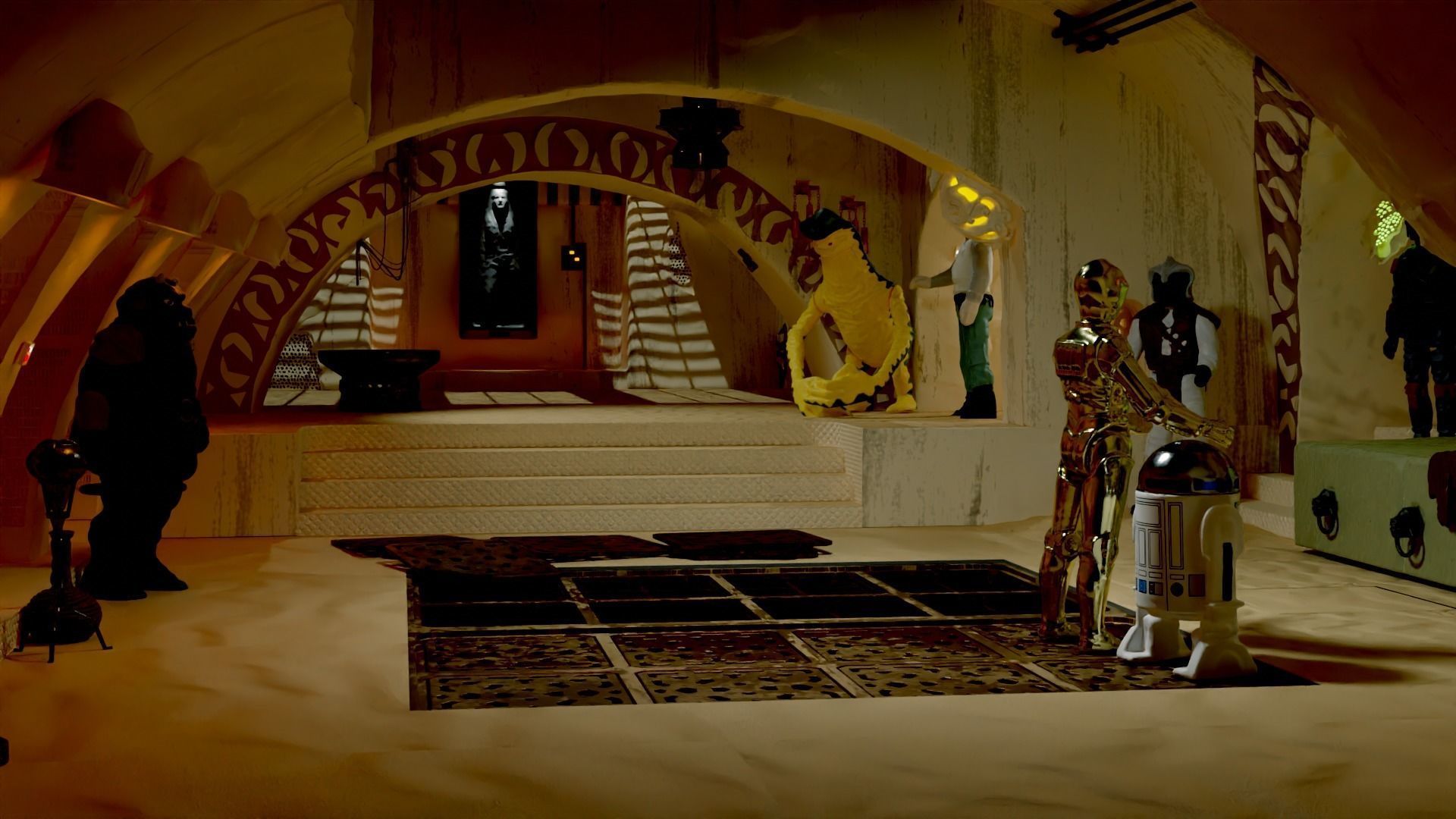 Jabbas Throne Room - Set 5 - Trophy Room 1-6 scale Hottoys 3D print model_20