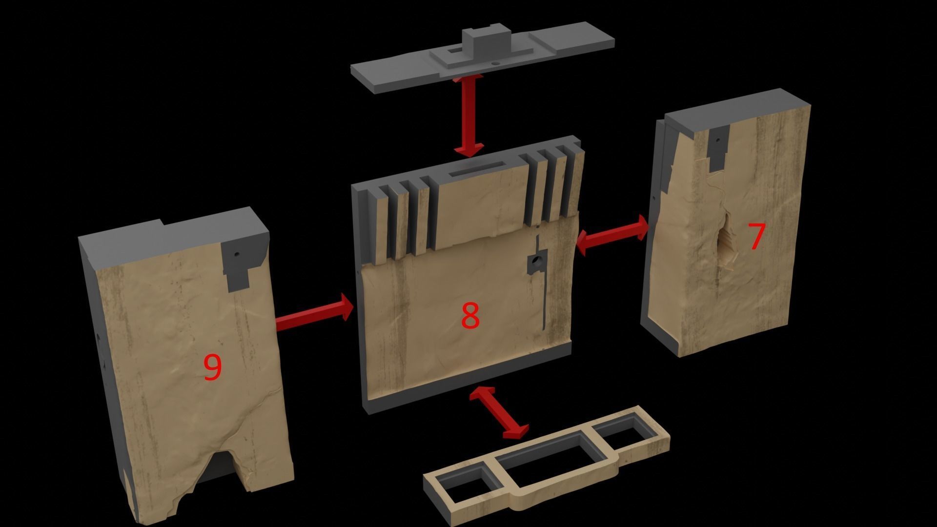 Jabbas Throne Room - Set 5 - Trophy Room 1-12 scale Blackseries 3D print model_34