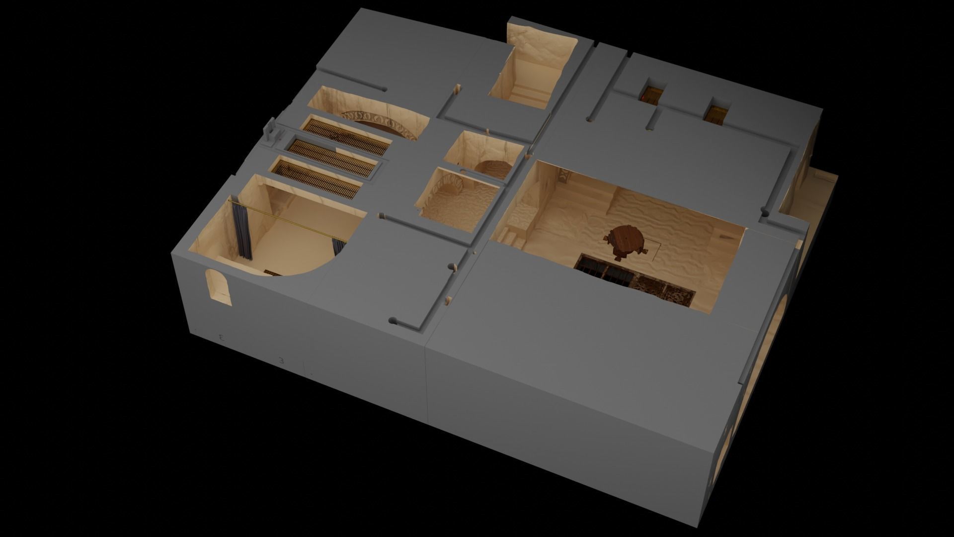 Jabbas Throne Room - Set 5 - Trophy Room 1-12 scale Blackseries 3D print model_41