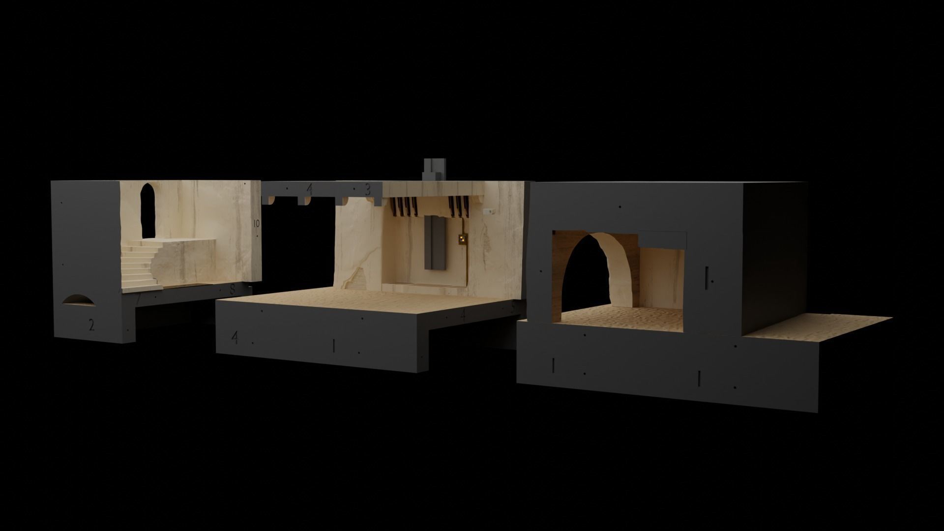 Jabbas Throne Room - Set 5 - Trophy Room 1-12 scale Blackseries 3D print model_7