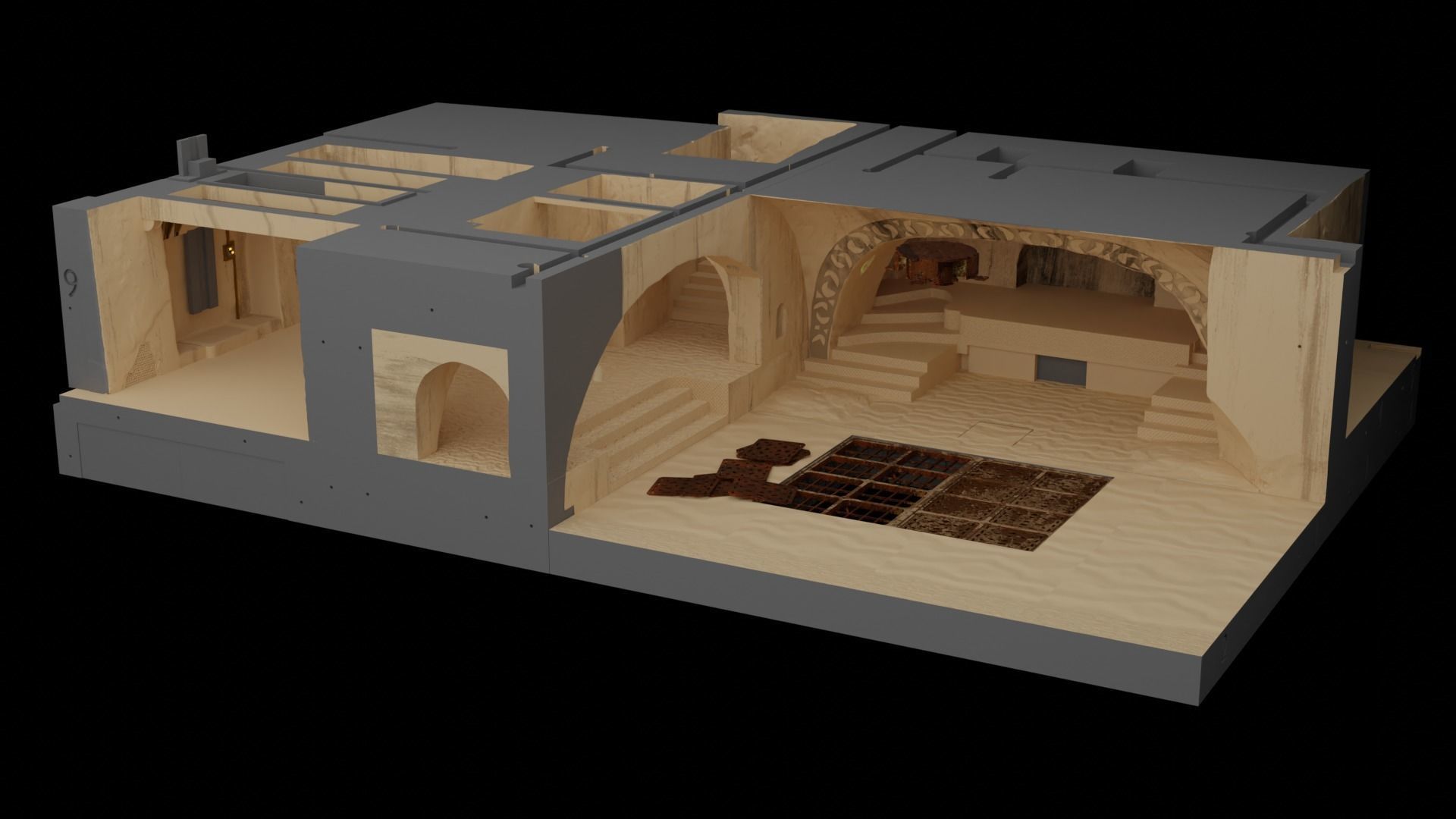 Jabbas Throne Room - Set 5 - Trophy Room 1-12 scale Blackseries 3D print model_23