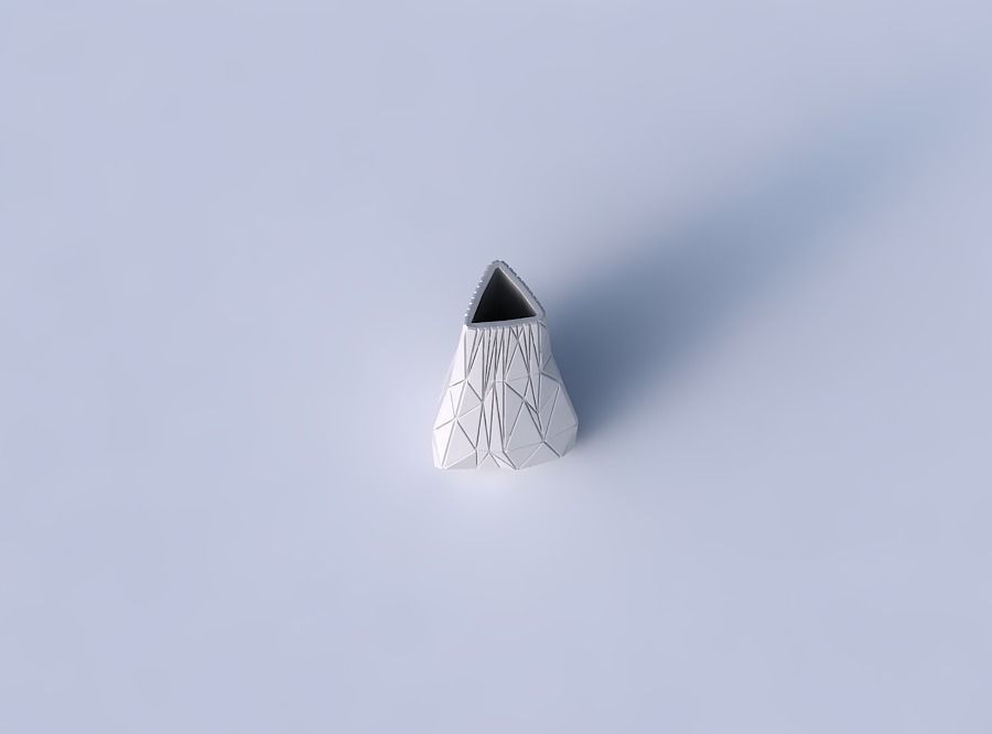 Vase puffy tipped triangle with random triangle plates 2 3D print model_2