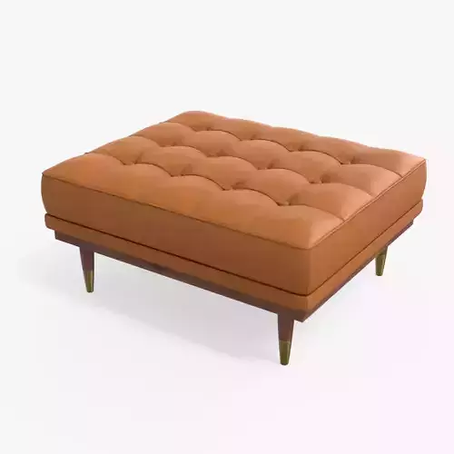Jens tufted cocktail Ottoman leather finish