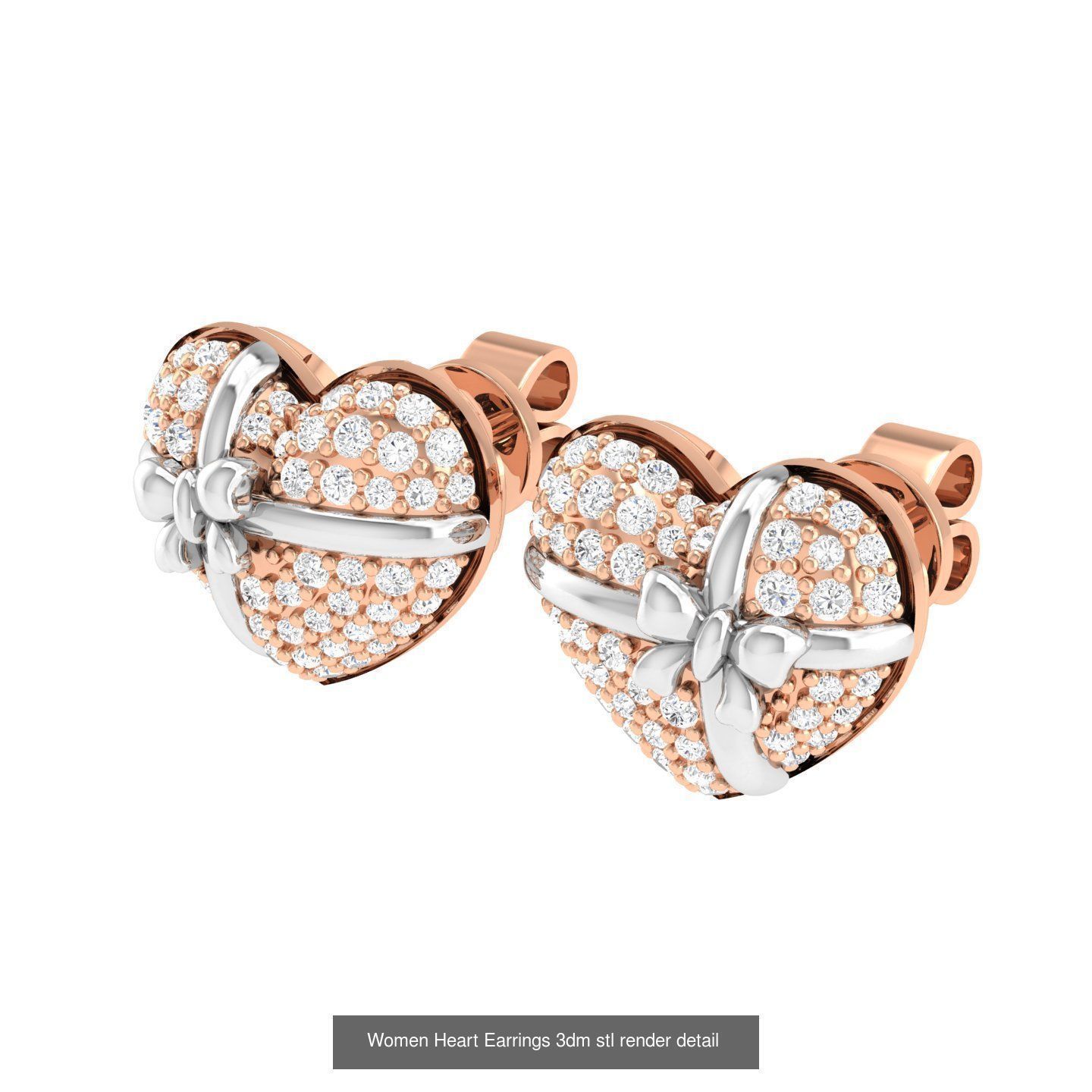 9 Women Heart Earrings 3dm stl render detail 3D Model Collection_3