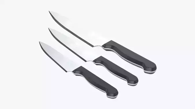 Kitchen knifes various sizes 3D model