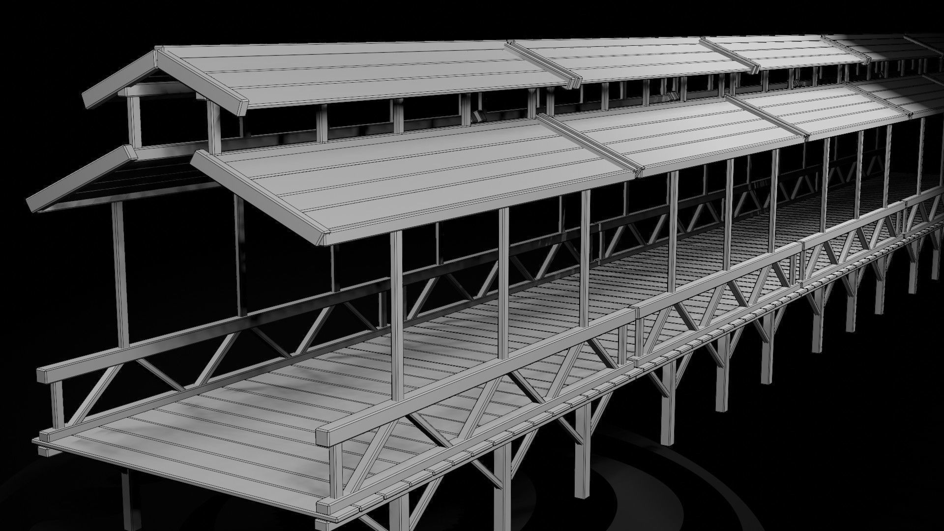 AAA Medieval Wooden Bridge 03 R Low-poly 3D model_3