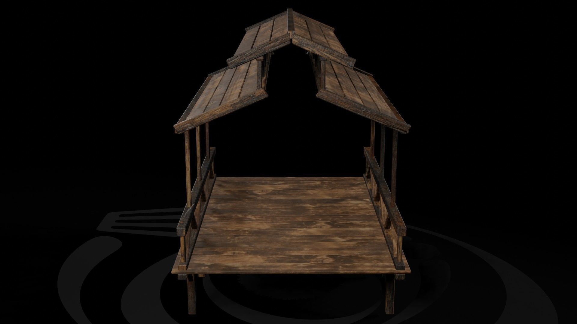 AAA Medieval Wooden Bridge 03 R Low-poly 3D model_6