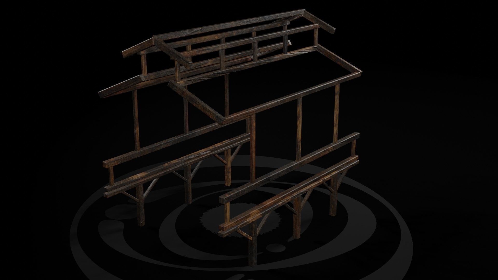 AAA Medieval Wooden Bridge 03 R Low-poly 3D model_4