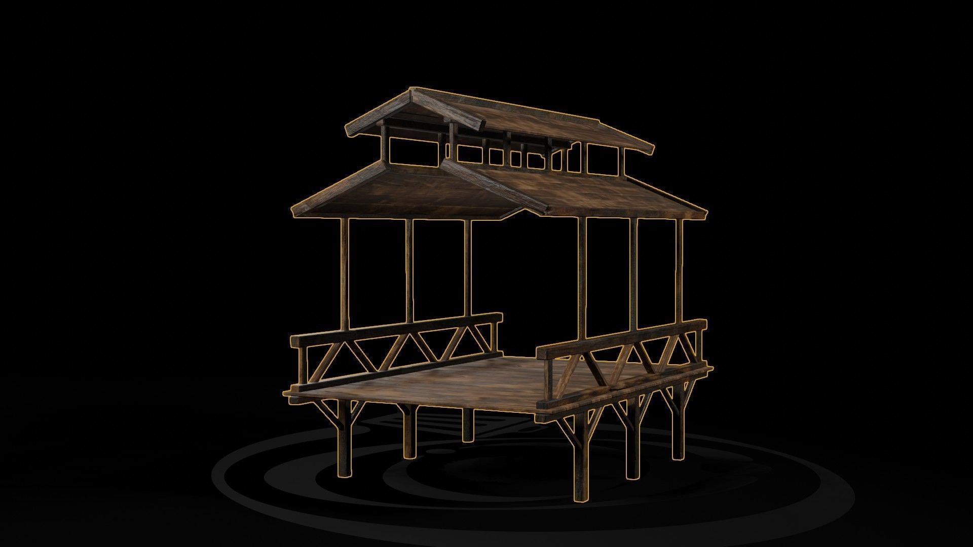 AAA Medieval Wooden Bridge 03 R Low-poly 3D model_9