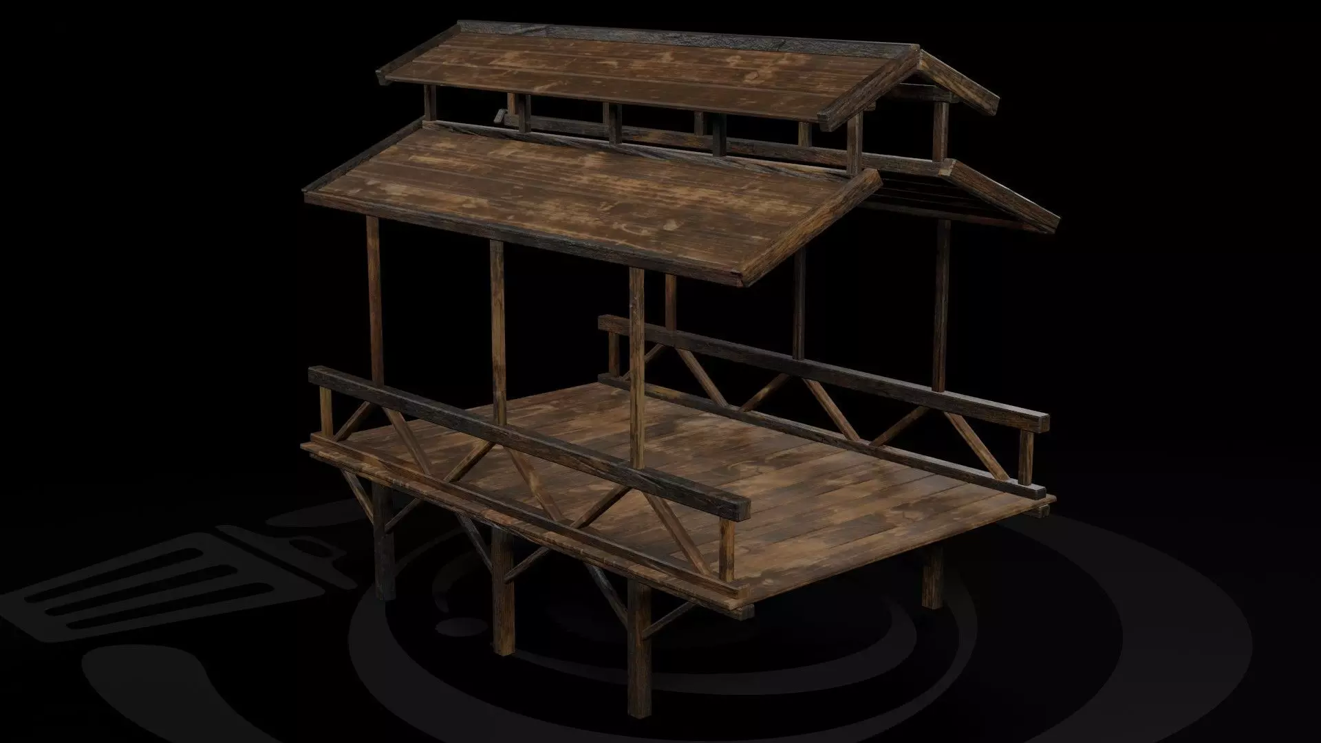 AAA Medieval Wooden Bridge 03 R Low-poly 3D model_0