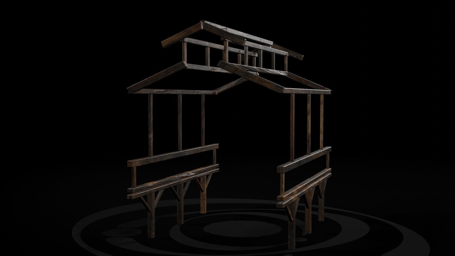 AAA Medieval Wooden Bridge 03 R Low-poly 3D model_5