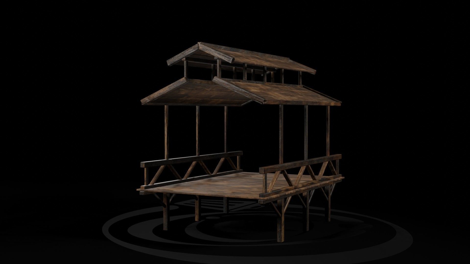 AAA Medieval Wooden Bridge 03 R Low-poly 3D model_7