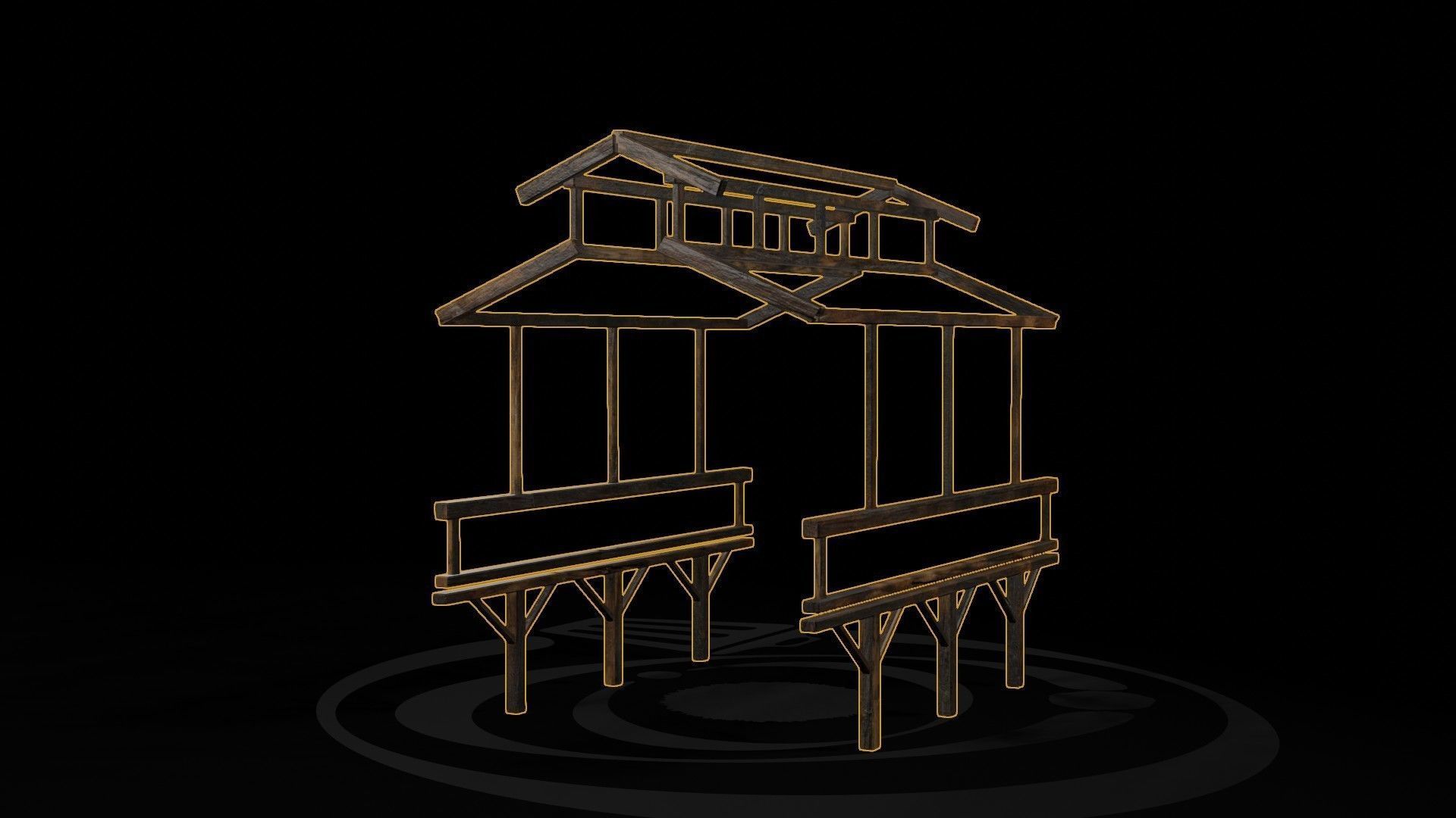 AAA Medieval Wooden Bridge 03 R Low-poly 3D model_8